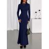 imagePRETTYGARDEN Fall Dresses for Women 2025 Long Sleeve Bodycon Mock Neck Ruched Maxi Formal Cocktail Wedding Guest DressNavy