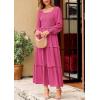 imagePRETTYGARDEN Fall Dresses for Women 2025 Long Sleeve Smocked Square Neck Swiss Dot Tiered Flowy Wedding Guest Maxi DressRose Red