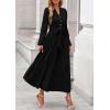 imagePRETTYGARDEN Fall Dresses for Women 2025 Long Sleeve V Neck Belted Ruffle A Line Flowy Boho Maxi Wedding Guest Dress PocketsBlack