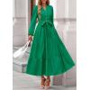 imagePRETTYGARDEN Fall Dresses for Women 2025 Long Sleeve V Neck Belted Ruffle A Line Flowy Boho Maxi Wedding Guest Dress PocketsGreen