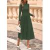 imagePRETTYGARDEN Fall Dresses for Women 2025 Long Sleeve Work Casual A Line Pleated Cocktail Church Midi Winter Sweater DressArmy Green