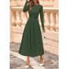 imagePRETTYGARDEN Fall Dresses for Women 2025 Long Sleeve Work Casual A Line Pleated Cocktail Church Midi Winter Sweater DressArmy Green
