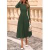 imagePRETTYGARDEN Fall Dresses for Women 2025 Long Sleeve Work Casual A Line Pleated Cocktail Church Midi Winter Sweater DressArmy Green