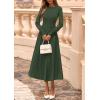 imagePRETTYGARDEN Fall Dresses for Women 2025 Long Sleeve Work Casual A Line Pleated Cocktail Church Midi Winter Sweater DressArmy Green