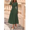 imagePRETTYGARDEN Fall Dresses for Women 2025 Long Sleeve Work Casual A Line Pleated Cocktail Church Midi Winter Sweater DressArmy Green
