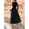 imagePRETTYGARDEN Fall Dresses for Women 2025 Long Sleeve Work Casual A Line Pleated Cocktail Church Midi Winter Sweater DressBlack