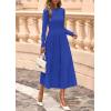 imagePRETTYGARDEN Fall Dresses for Women 2025 Long Sleeve Work Casual A Line Pleated Cocktail Church Midi Winter Sweater DressBlue