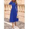 imagePRETTYGARDEN Fall Dresses for Women 2025 Long Sleeve Work Casual A Line Pleated Cocktail Church Midi Winter Sweater DressBlue