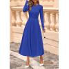 imagePRETTYGARDEN Fall Dresses for Women 2025 Long Sleeve Work Casual A Line Pleated Cocktail Church Midi Winter Sweater DressBlue
