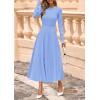 imagePRETTYGARDEN Fall Dresses for Women 2025 Long Sleeve Work Casual A Line Pleated Cocktail Church Midi Winter Sweater DressLight Blue