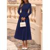 imagePRETTYGARDEN Fall Dresses for Women 2025 Long Sleeve Work Casual A Line Pleated Cocktail Church Midi Winter Sweater DressNavy Blue
