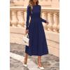 imagePRETTYGARDEN Fall Dresses for Women 2025 Long Sleeve Work Casual A Line Pleated Cocktail Church Midi Winter Sweater DressNavy Blue