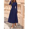 imagePRETTYGARDEN Fall Dresses for Women 2025 Long Sleeve Work Casual A Line Pleated Cocktail Church Midi Winter Sweater DressNavy Blue