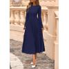 imagePRETTYGARDEN Fall Dresses for Women 2025 Long Sleeve Work Casual A Line Pleated Cocktail Church Midi Winter Sweater DressNavy Blue