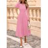 imagePRETTYGARDEN Fall Dresses for Women 2025 Long Sleeve Work Casual A Line Pleated Cocktail Church Midi Winter Sweater DressPink