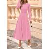 imagePRETTYGARDEN Fall Dresses for Women 2025 Long Sleeve Work Casual A Line Pleated Cocktail Church Midi Winter Sweater DressPink