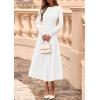imagePRETTYGARDEN Fall Dresses for Women 2025 Long Sleeve Work Casual A Line Pleated Cocktail Church Midi Winter Sweater DressWhite
