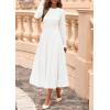 imagePRETTYGARDEN Fall Dresses for Women 2025 Long Sleeve Work Casual A Line Pleated Cocktail Church Midi Winter Sweater DressWhite