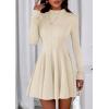 imagePRETTYGARDEN Fall Dresses for Women Elegant Classy 2025 Casual Long Sleeve Swing A Line Ruffle Short Homecoming Party DressBeige