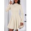 imagePRETTYGARDEN Fall Dresses for Women Elegant Classy 2025 Casual Long Sleeve Swing A Line Ruffle Short Homecoming Party DressBeige