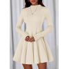 imagePRETTYGARDEN Fall Dresses for Women Elegant Classy 2025 Casual Long Sleeve Swing A Line Ruffle Short Homecoming Party DressBeige