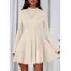 imagePRETTYGARDEN Fall Dresses for Women Elegant Classy 2025 Casual Long Sleeve Swing A Line Ruffle Short Homecoming Party DressBeige