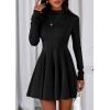 imagePRETTYGARDEN Fall Dresses for Women Elegant Classy 2025 Casual Long Sleeve Swing A Line Ruffle Short Homecoming Party DressBlack