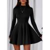 imagePRETTYGARDEN Fall Dresses for Women Elegant Classy 2025 Casual Long Sleeve Swing A Line Ruffle Short Homecoming Party DressBlack