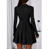 imagePRETTYGARDEN Fall Dresses for Women Elegant Classy 2025 Casual Long Sleeve Swing A Line Ruffle Short Homecoming Party DressBlack