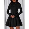 imagePRETTYGARDEN Fall Dresses for Women Elegant Classy 2025 Casual Long Sleeve Swing A Line Ruffle Short Homecoming Party DressBlack