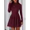 imagePRETTYGARDEN Fall Dresses for Women Elegant Classy 2025 Casual Long Sleeve Swing A Line Ruffle Short Homecoming Party DressBurgundy