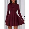 imagePRETTYGARDEN Fall Dresses for Women Elegant Classy 2025 Casual Long Sleeve Swing A Line Ruffle Short Homecoming Party DressBurgundy