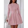 imagePRETTYGARDEN Fall Dresses for Women Elegant Classy 2025 Casual Long Sleeve Swing A Line Ruffle Short Homecoming Party DressPink