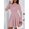 imagePRETTYGARDEN Fall Dresses for Women Elegant Classy 2025 Casual Long Sleeve Swing A Line Ruffle Short Homecoming Party DressPink