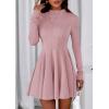 imagePRETTYGARDEN Fall Dresses for Women Elegant Classy 2025 Casual Long Sleeve Swing A Line Ruffle Short Homecoming Party DressPink