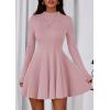 imagePRETTYGARDEN Fall Dresses for Women Elegant Classy 2025 Casual Long Sleeve Swing A Line Ruffle Short Homecoming Party DressPink