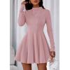 imagePRETTYGARDEN Fall Dresses for Women Elegant Classy 2025 Casual Long Sleeve Swing A Line Ruffle Short Homecoming Party DressPink