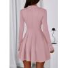 imagePRETTYGARDEN Fall Dresses for Women Elegant Classy 2025 Casual Long Sleeve Swing A Line Ruffle Short Homecoming Party DressPink
