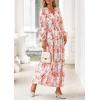 imagePRETTYGARDEN Long Sleeve Maxi Fall Dresses for Women 2025 Vneck Smocked Boho Floral Tiered Swing Flowy Wedding Guest DressFloral Apricot Multi