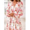 imagePRETTYGARDEN Long Sleeve Maxi Fall Dresses for Women 2025 Vneck Smocked Boho Floral Tiered Swing Flowy Wedding Guest DressFloral Apricot Multi