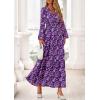 imagePRETTYGARDEN Long Sleeve Maxi Fall Dresses for Women 2025 Vneck Smocked Boho Floral Tiered Swing Flowy Wedding Guest DressFloral Purple