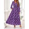 imagePRETTYGARDEN Long Sleeve Maxi Fall Dresses for Women 2025 Vneck Smocked Boho Floral Tiered Swing Flowy Wedding Guest DressFloral Purple
