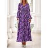 imagePRETTYGARDEN Long Sleeve Maxi Fall Dresses for Women 2025 Vneck Smocked Boho Floral Tiered Swing Flowy Wedding Guest DressFloral Purple