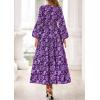 imagePRETTYGARDEN Long Sleeve Maxi Fall Dresses for Women 2025 Vneck Smocked Boho Floral Tiered Swing Flowy Wedding Guest DressFloral Purple