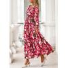 imagePRETTYGARDEN Long Sleeve Maxi Fall Dresses for Women 2025 Vneck Smocked Boho Floral Tiered Swing Flowy Wedding Guest DressFloral Wine Red Multi