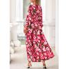 imagePRETTYGARDEN Long Sleeve Maxi Fall Dresses for Women 2025 Vneck Smocked Boho Floral Tiered Swing Flowy Wedding Guest DressFloral Wine Red Multi