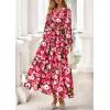 imagePRETTYGARDEN Long Sleeve Maxi Fall Dresses for Women 2025 Vneck Smocked Boho Floral Tiered Swing Flowy Wedding Guest DressFloral Wine Red Multi
