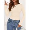 imagePRETTYGARDEN Long Sleeve Shirts for Women 2025 Fall Clothes Cute Going Out Tops Ribbed Tight Fitted Plain Basic Tee TshirtsBeige