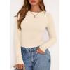 imagePRETTYGARDEN Long Sleeve Shirts for Women 2025 Fall Clothes Cute Going Out Tops Ribbed Tight Fitted Plain Basic Tee TshirtsBeige