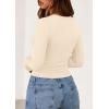 imagePRETTYGARDEN Long Sleeve Shirts for Women 2025 Fall Clothes Cute Going Out Tops Ribbed Tight Fitted Plain Basic Tee TshirtsBeige